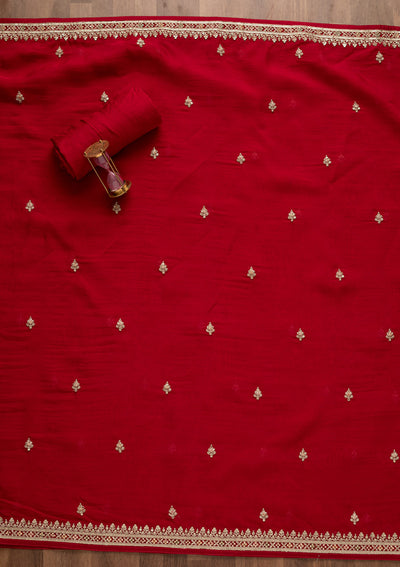 Rani Pink Sequins Silk Unstitched Salwar Suit-Koskii