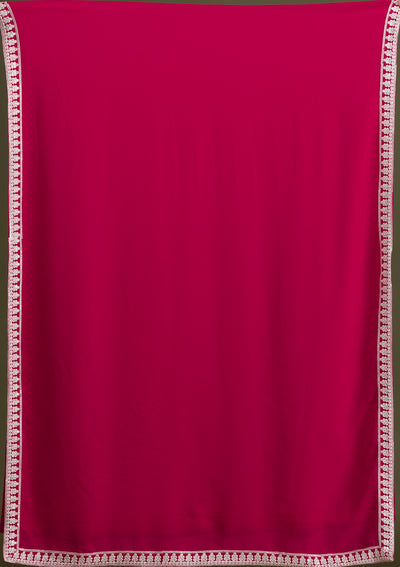 Rani Pink Threadwork Georgette Readymade Salwar Suit-Koskii