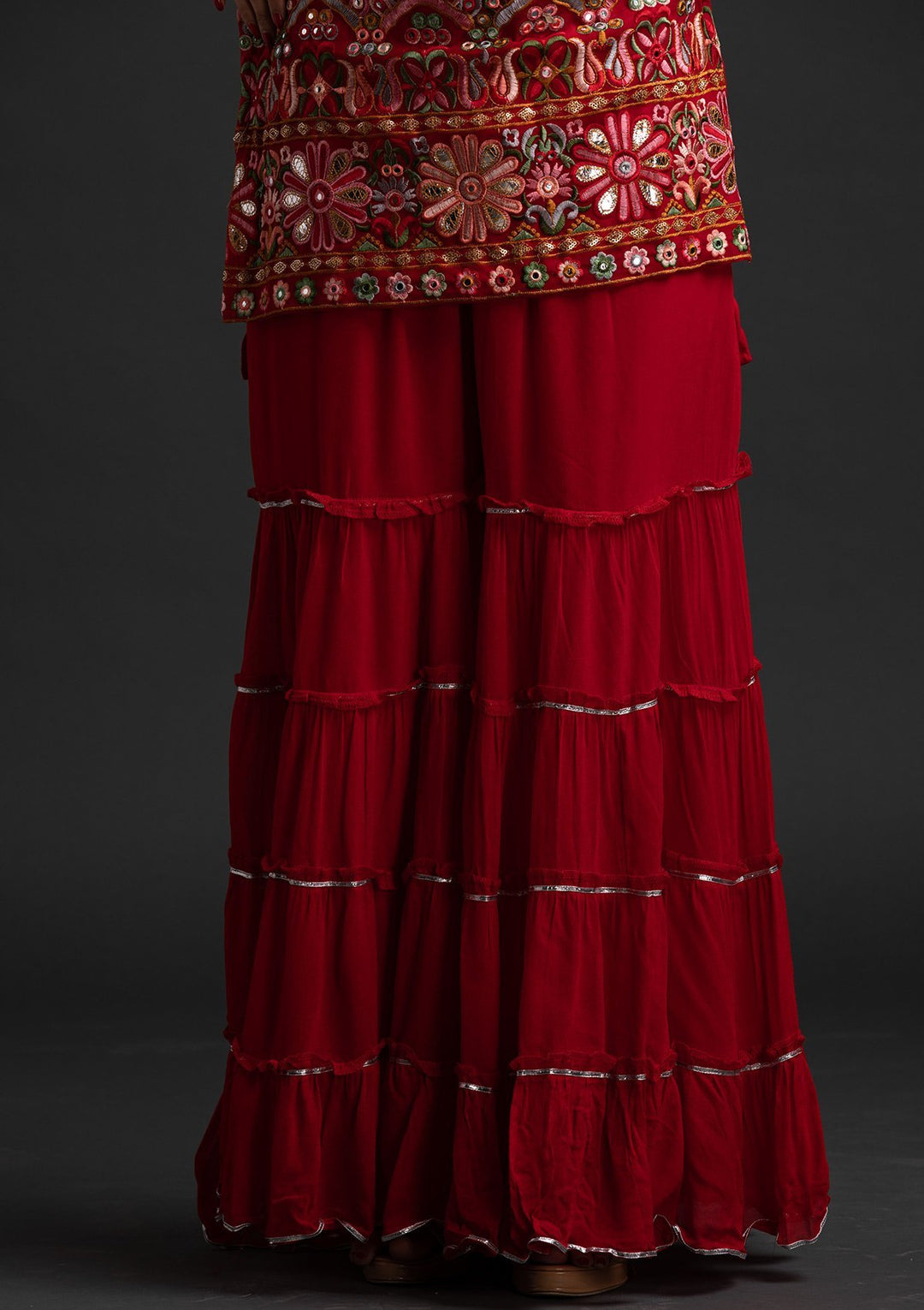 Red Chikankari Georgette Designer Salwar-Suit - koskii