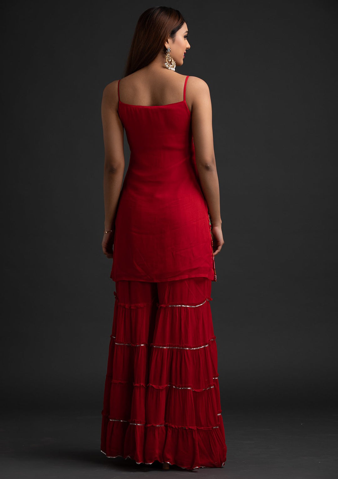 Red Chikankari Georgette Designer Salwar-Suit - koskii