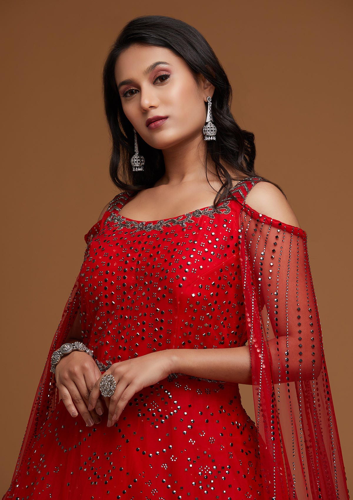 Buy Dulhari Womens Red Net Semi Stitched Anarkali Gown Online at Best  Prices in India - JioMart.