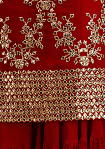 Red Gotapatti Georgette Designer Salwar-Suit - koskii