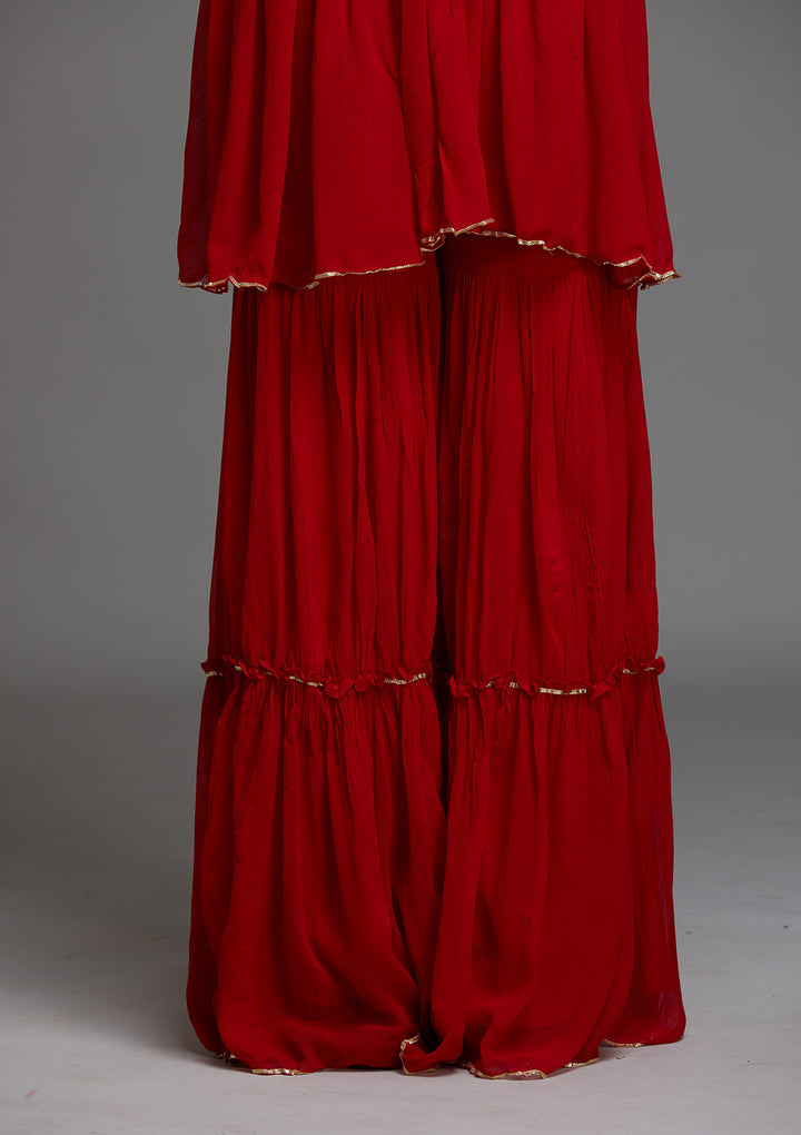 Red Sequins Georgette Designer Salwar Suit - Koskii