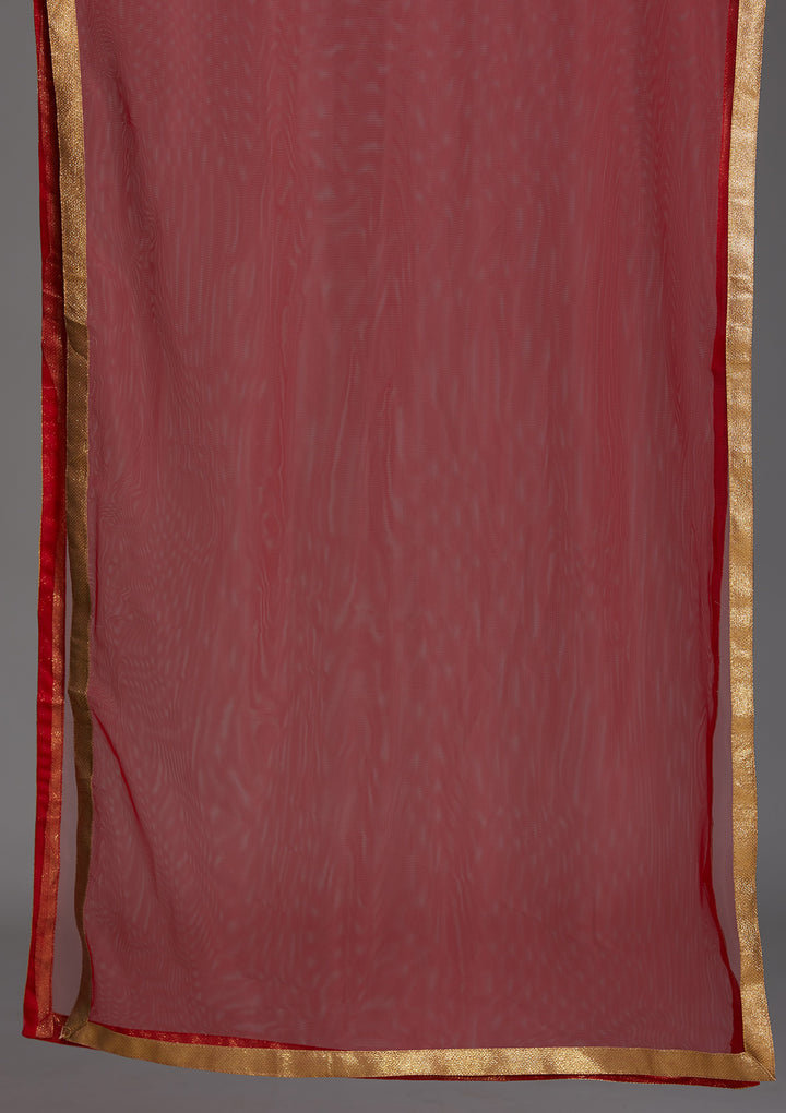 Red Sequins Georgette Designer Salwar Suit - Koskii