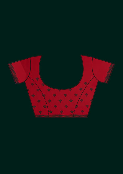 Red Threadwork Georgette Designer Saree - Koskii