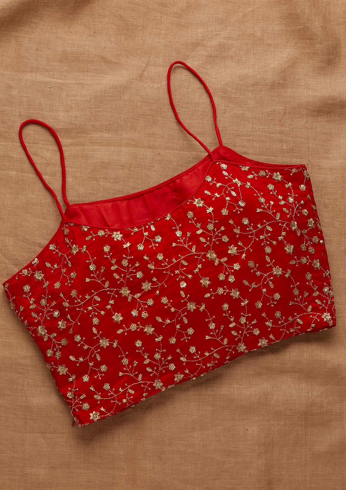 Red Zariwork Art Silk Blouse-Koskii