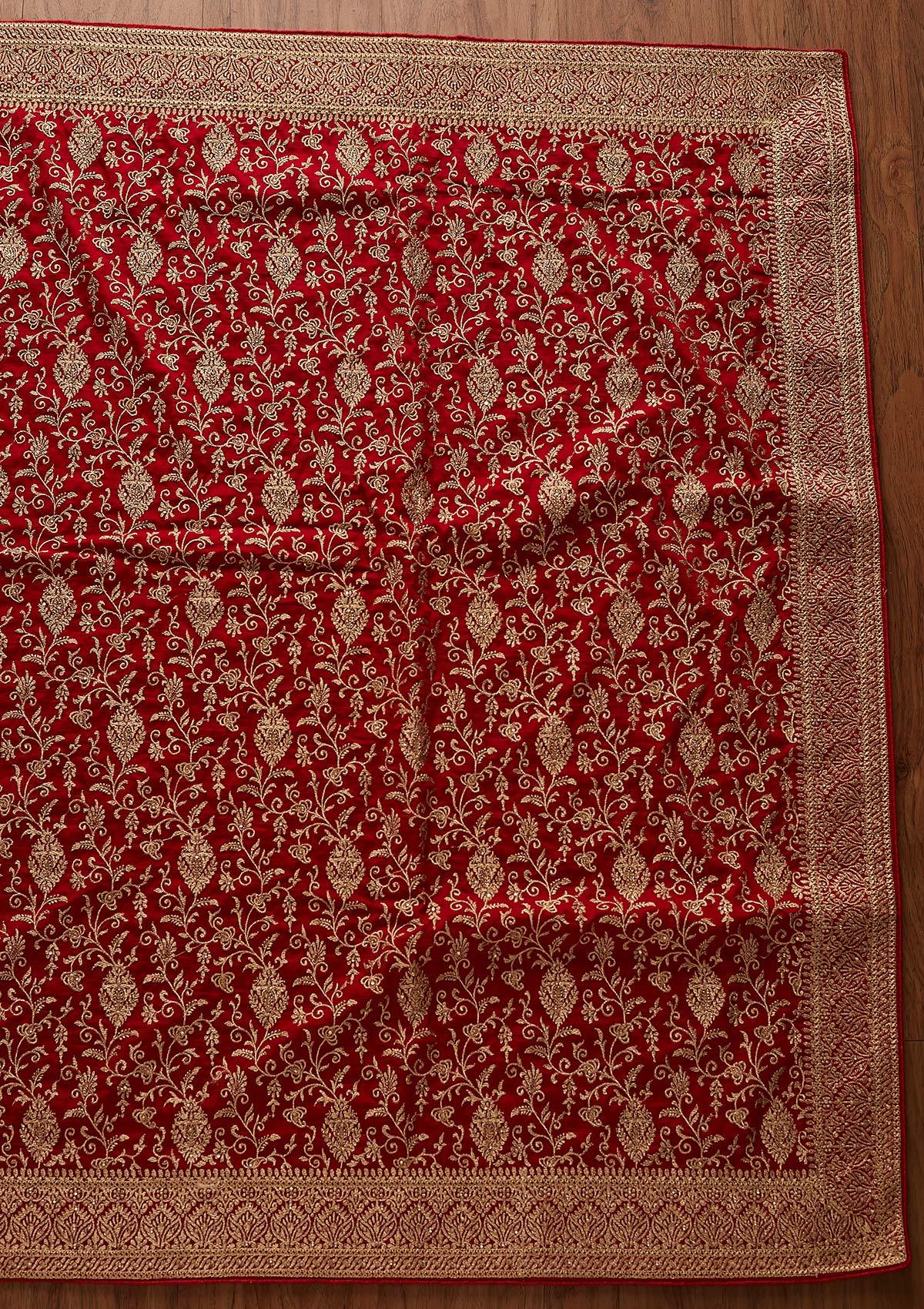 Red Zariwork Art Silk Designer Saree - koskii
