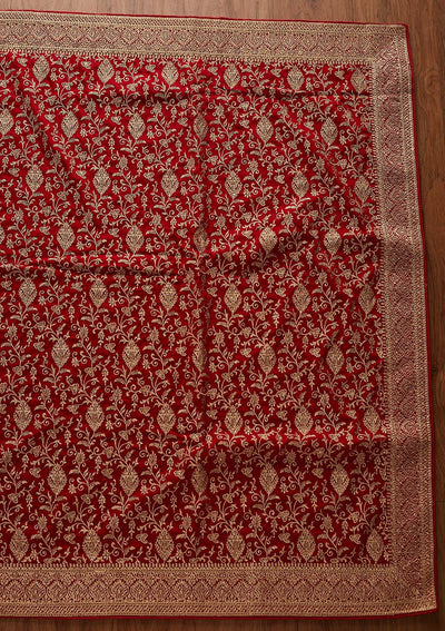 Red Zariwork Art Silk Designer Saree - koskii