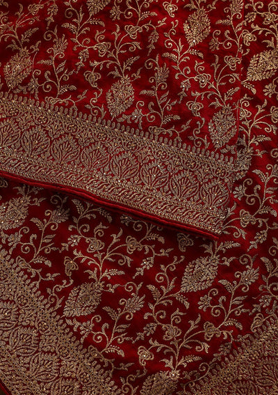 Red Zariwork Art Silk Designer Saree - koskii