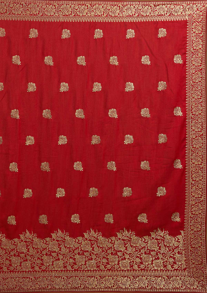 Red Zariwork Art Silk Designer Saree - Koskii