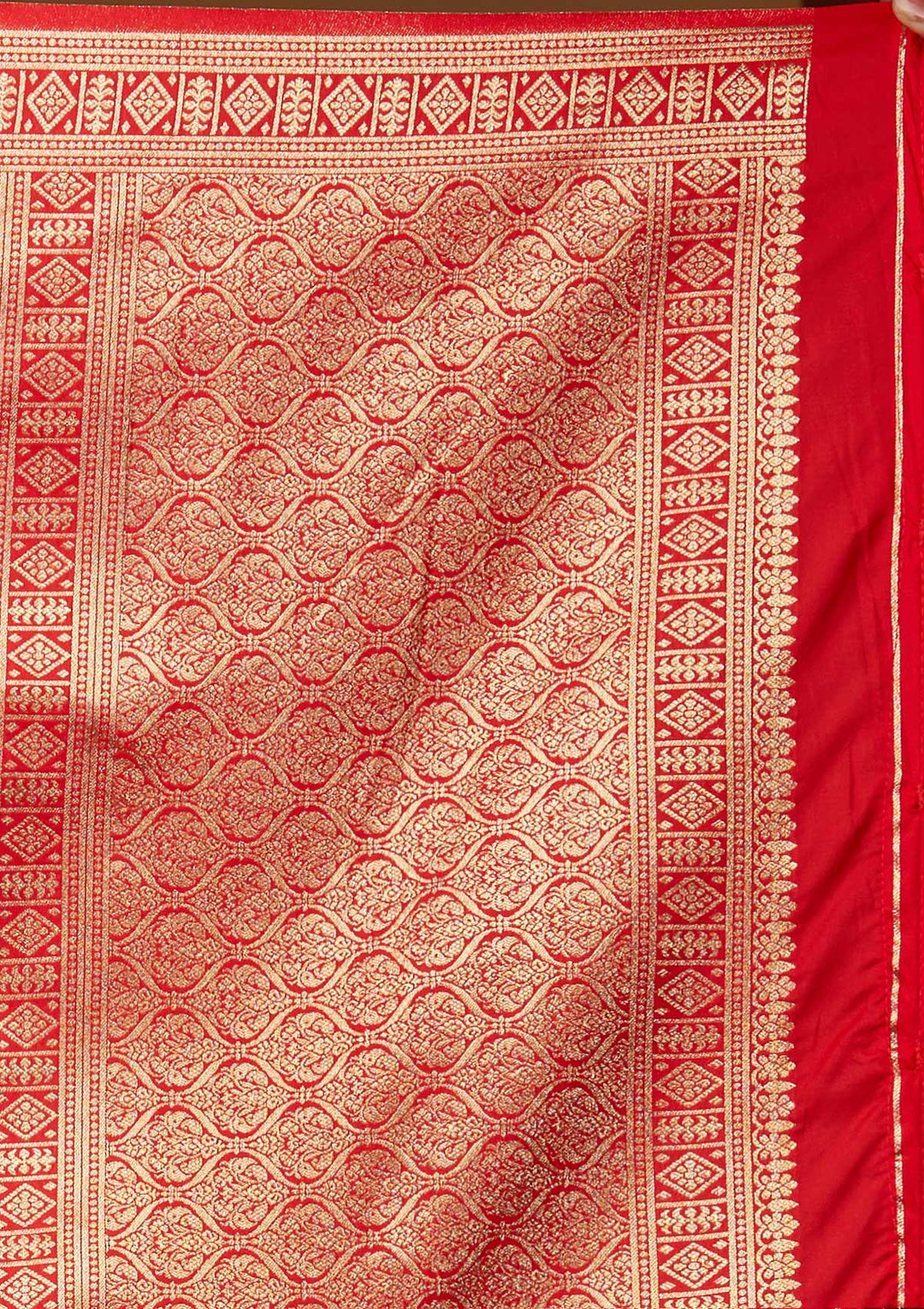 Red Zariwork Art Silk Designer Saree - Koskii