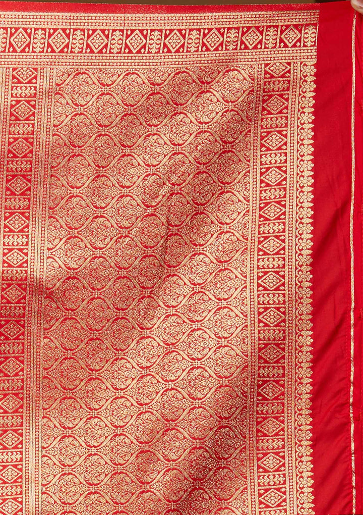 Red Zariwork Art Silk Designer Saree - Koskii