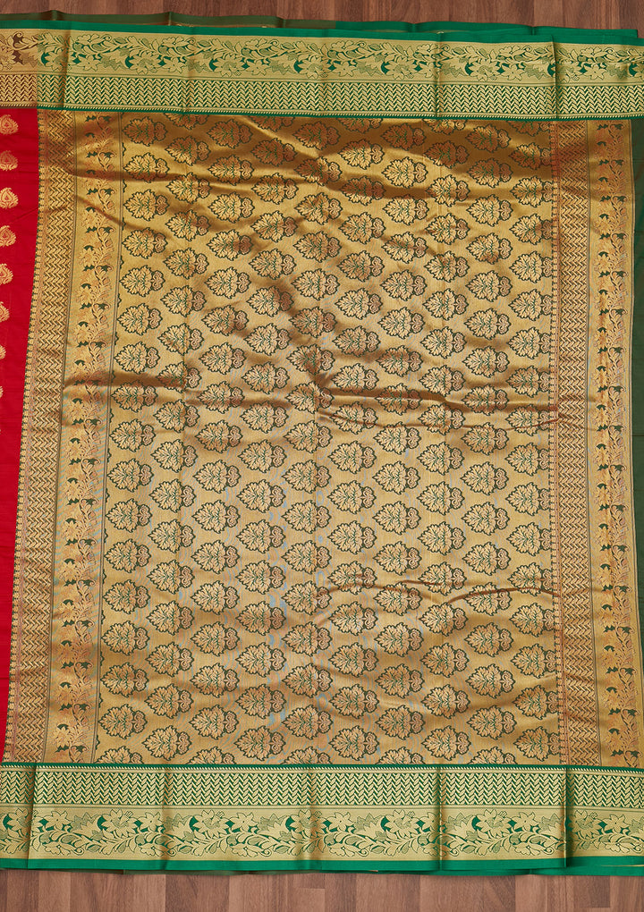 Red Zariwork Art Silk Designer Saree - Koskii