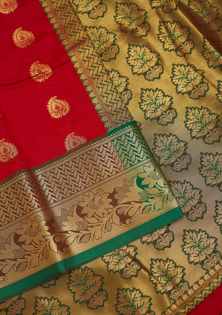 Red Zariwork Art Silk Designer Saree - Koskii