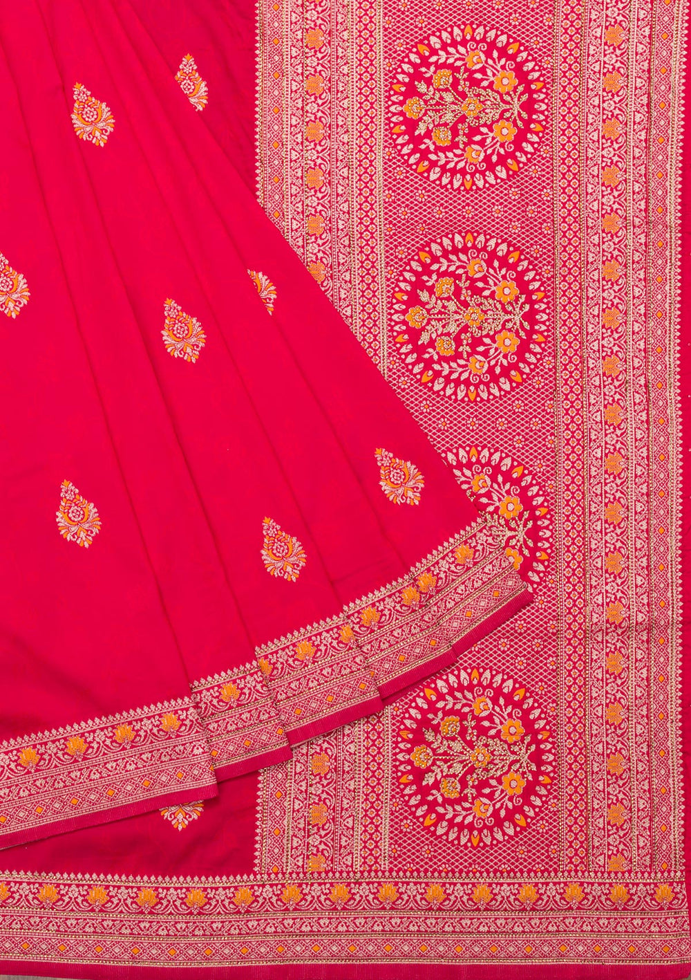 Red Zariwork Art Silk Saree-Koskii