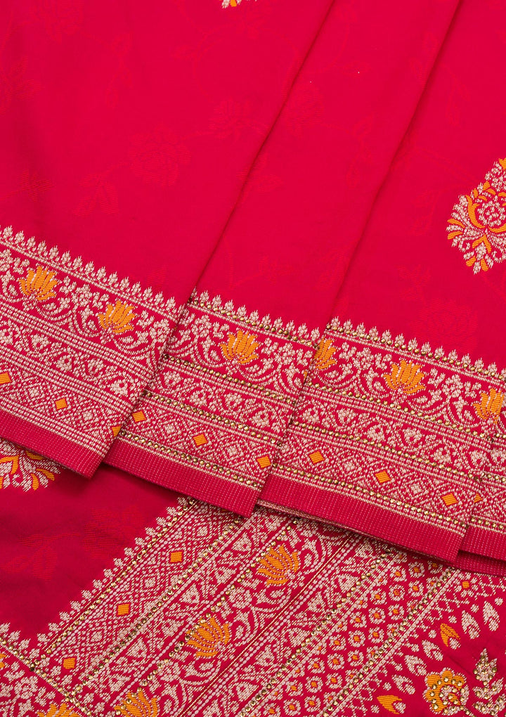 Red Zariwork Art Silk Saree-Koskii