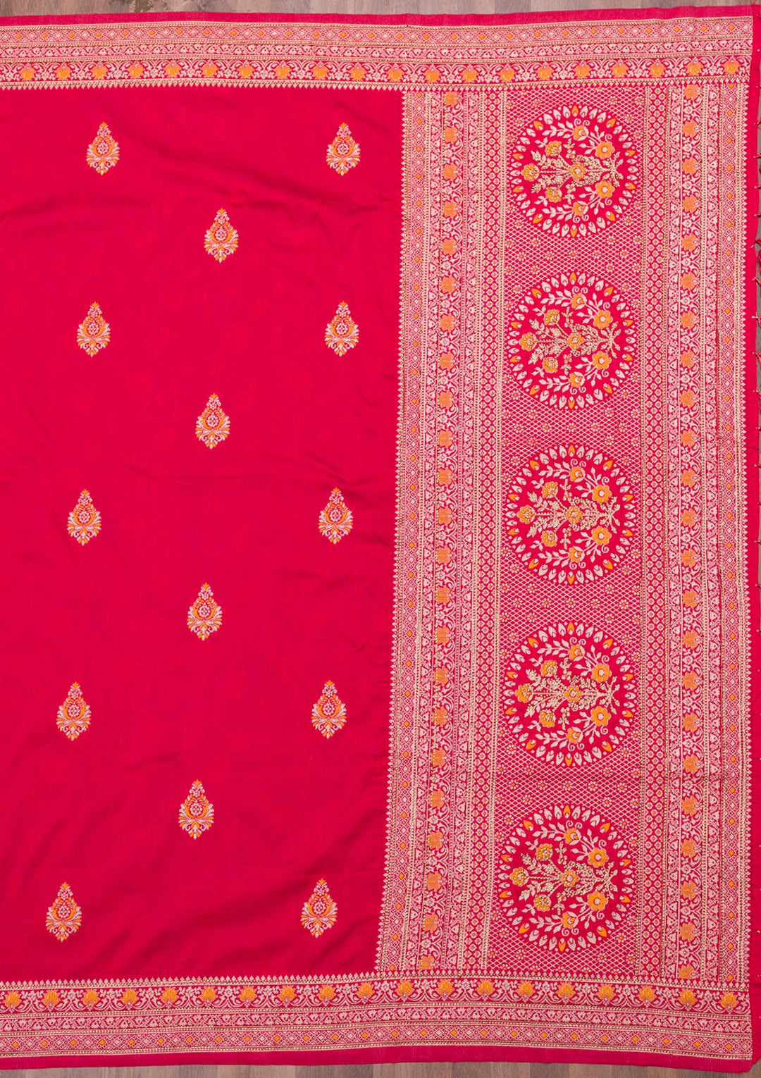 Red Zariwork Art Silk Saree-Koskii
