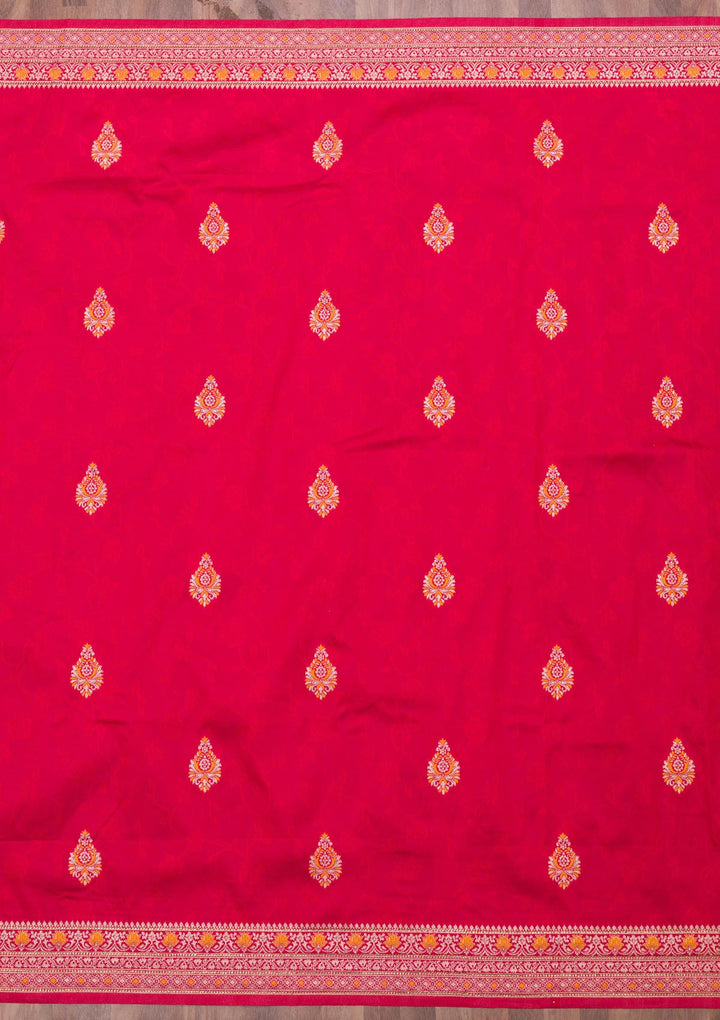 Red Zariwork Art Silk Saree-Koskii