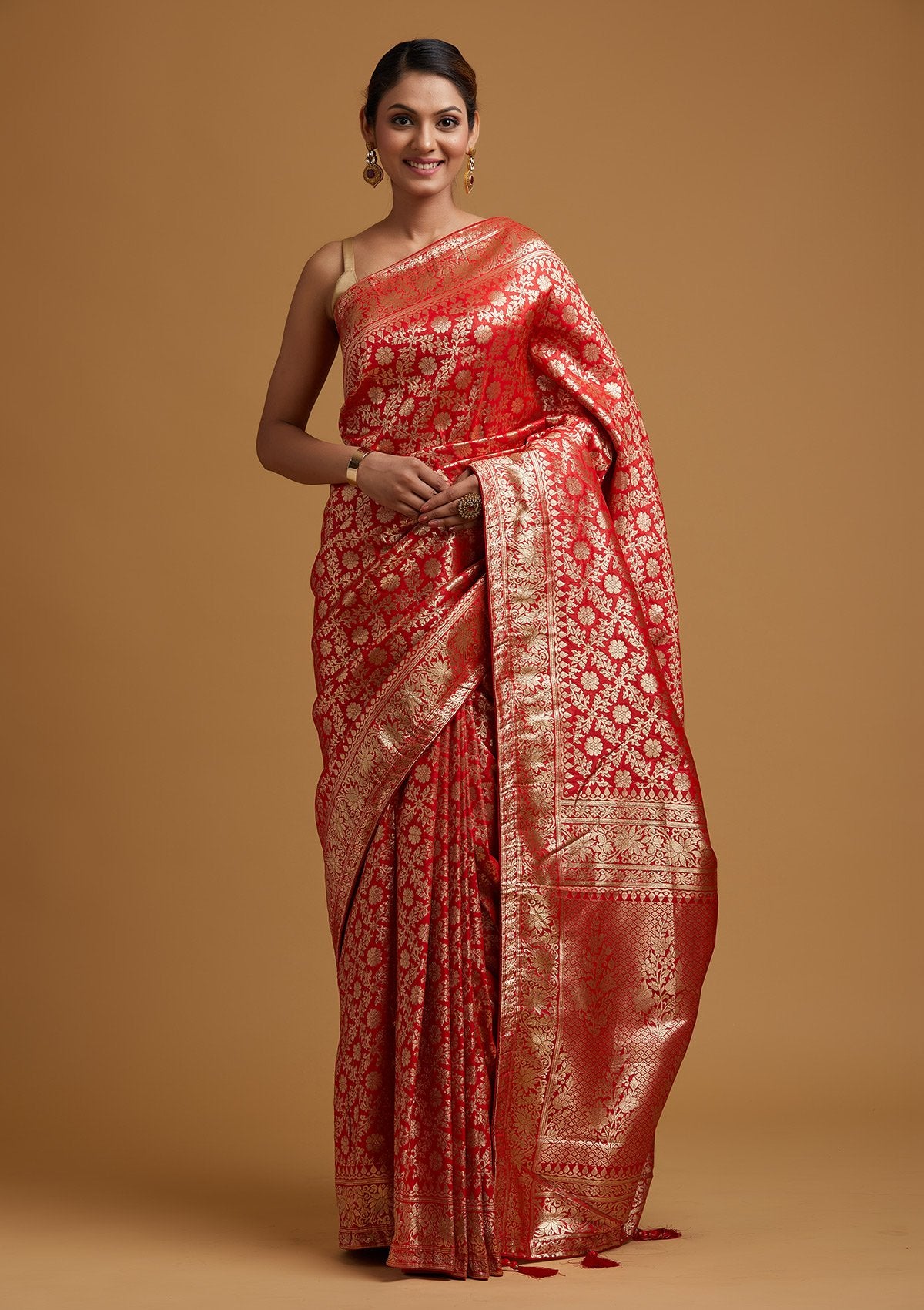 Red Zariwork Banarasi Designer Saree - koskii