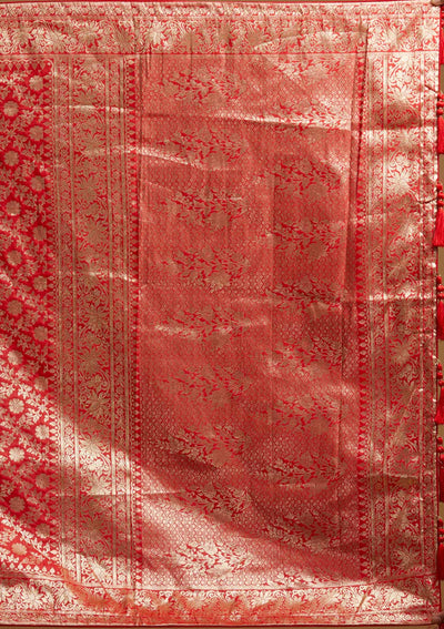 Red Zariwork Banarasi Designer Saree - koskii