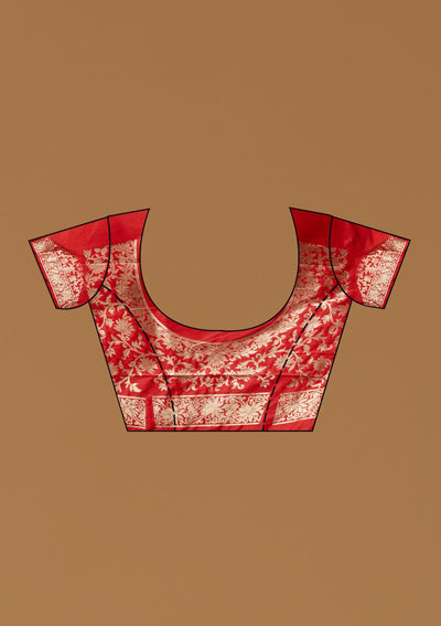 Red Zariwork Banarasi Designer Saree - koskii