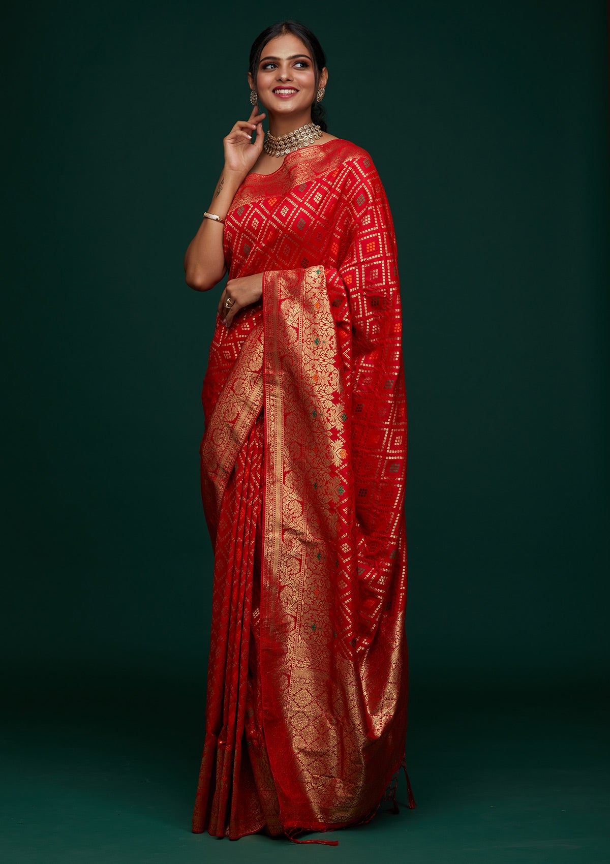 Red Zariwork Banarasi Designer Saree - Koskii