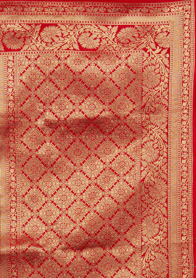 Red Zariwork Banarasi Designer Saree - Koskii