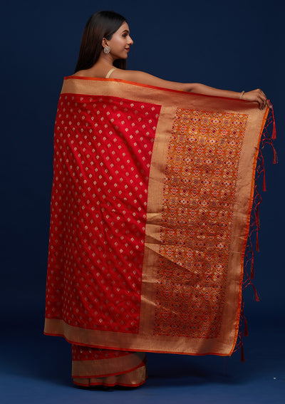 Red Zariwork Banarasi Designer Saree - Koskii