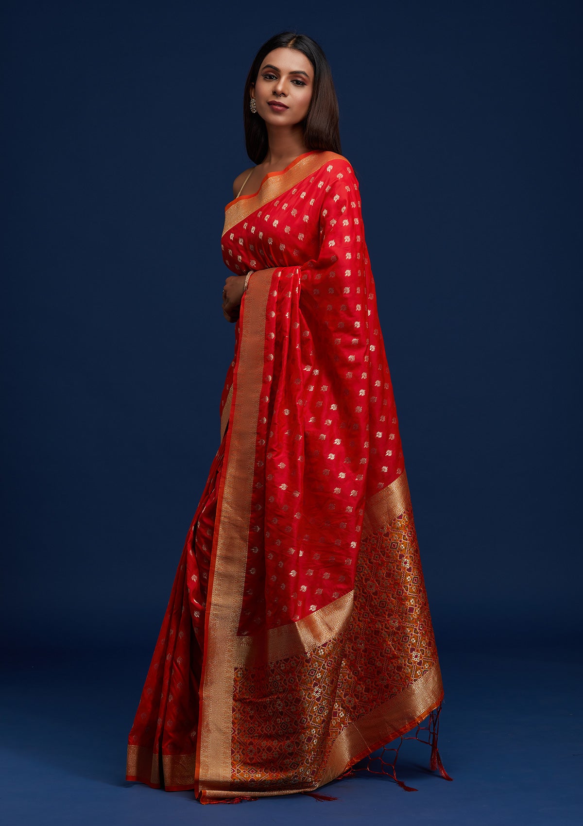 Red Zariwork Banarasi Designer Saree - Koskii