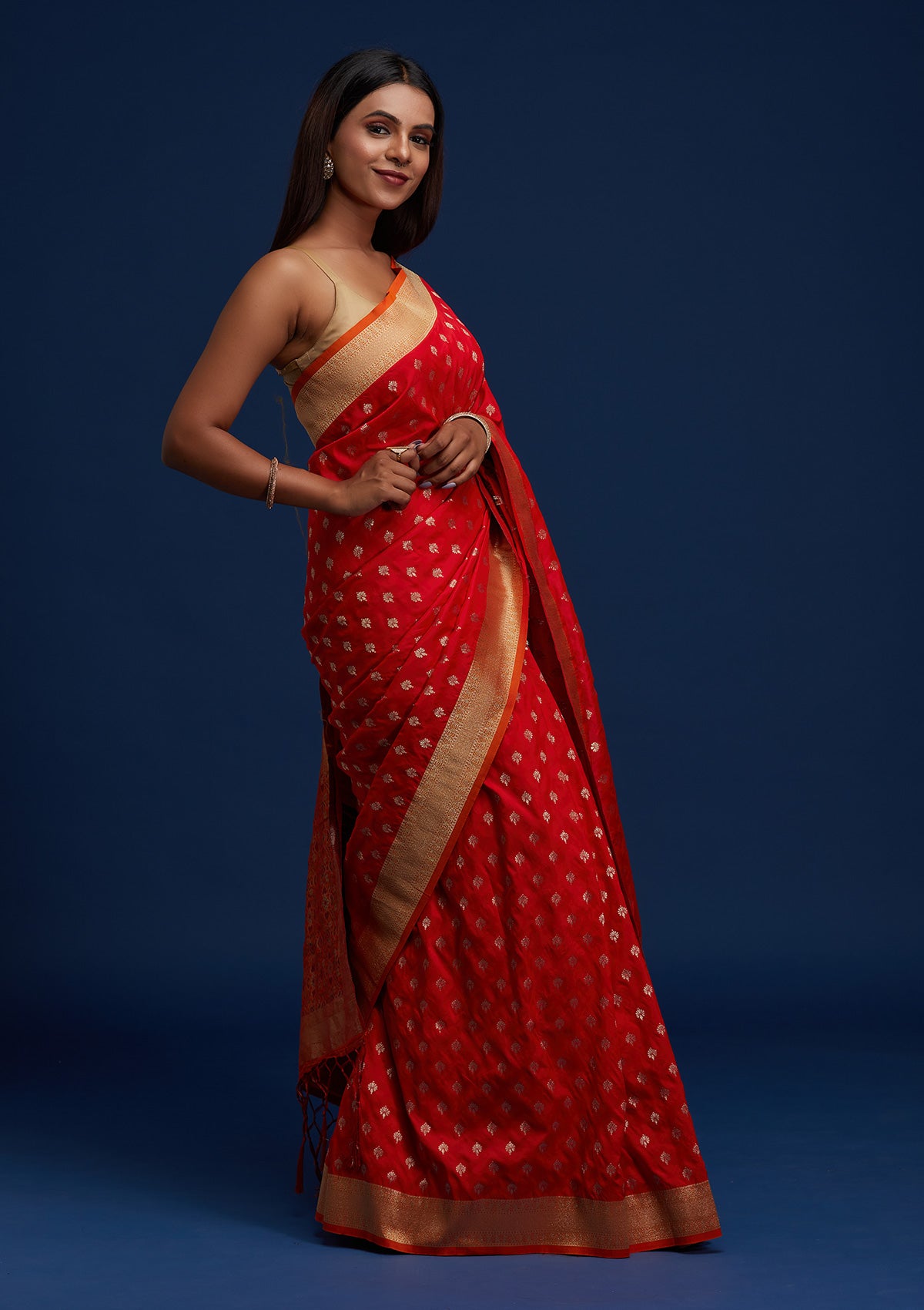 Red Zariwork Banarasi Designer Saree - Koskii