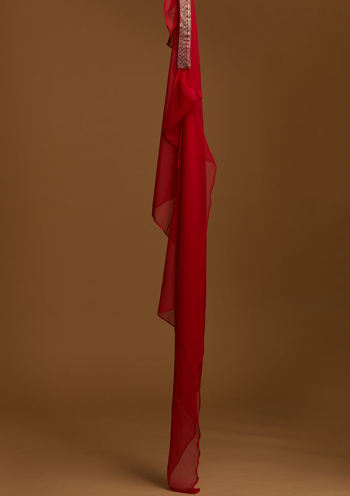 Red Zariwork Georgette Designer Salwar Suit - Koskii