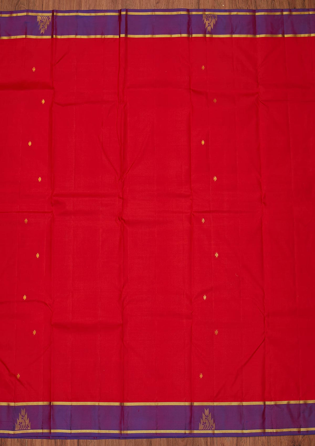 Red Zariwork Pure Silk Designer Unstitched Saree - Koskii
