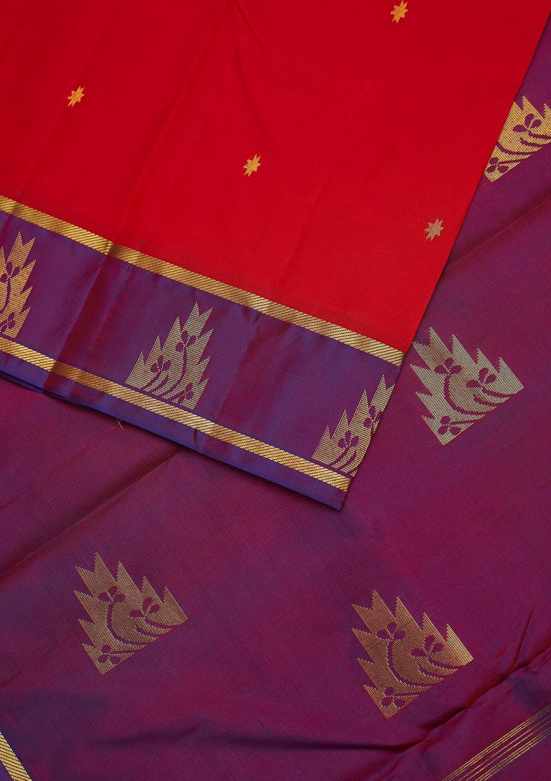 Red Zariwork Pure Silk Designer Unstitched Saree - Koskii