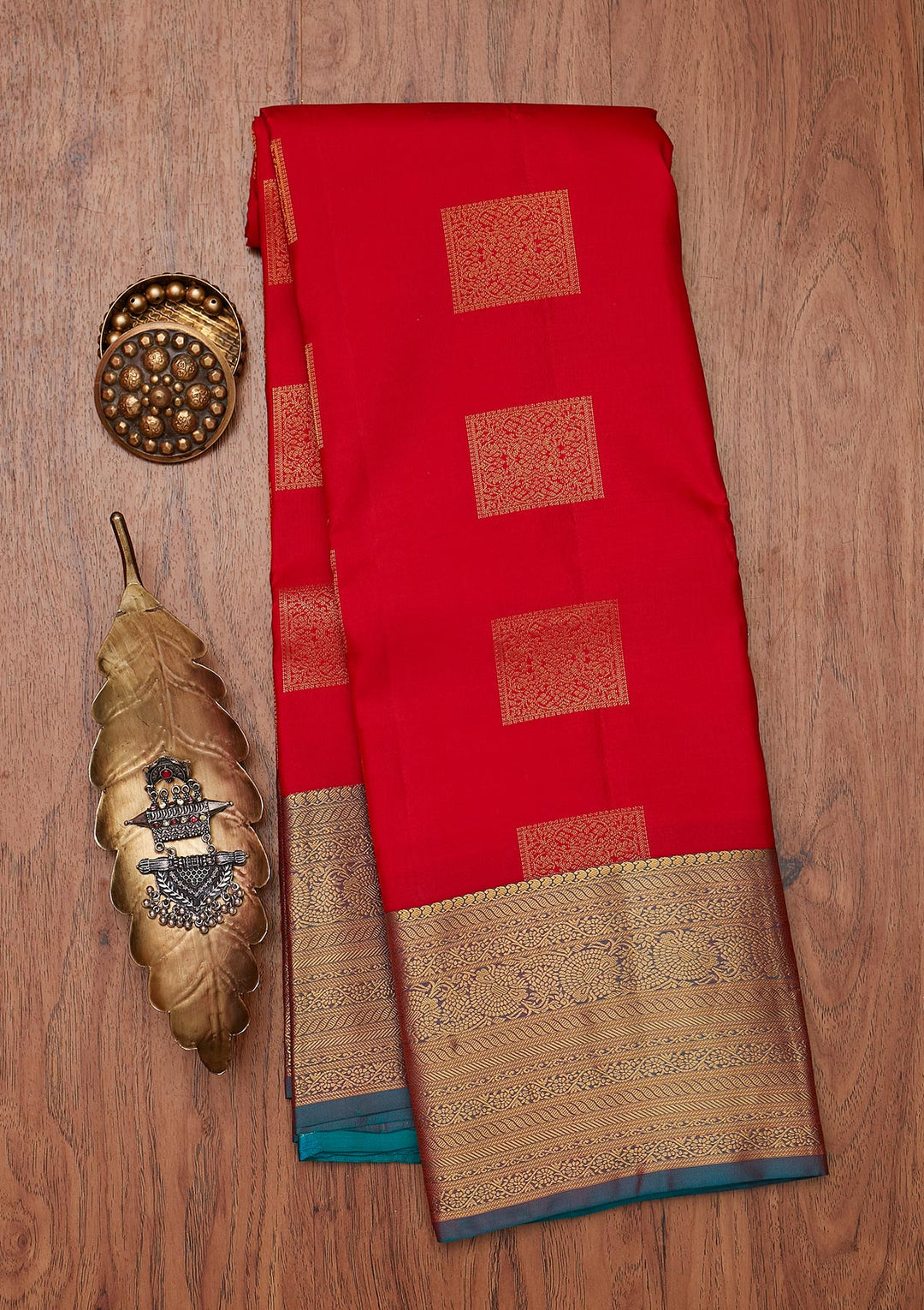 Red Zariwork Pure Silk Designer Unstitched Saree - Koskii