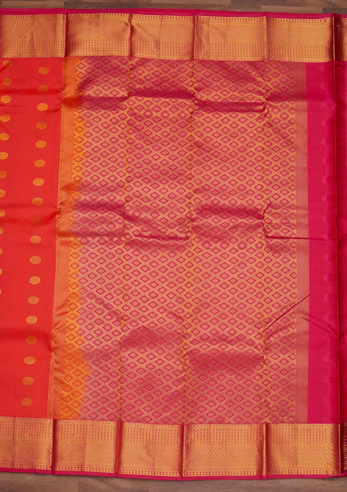 Red Zariwork Pure Silk Designer Saree - Koskii