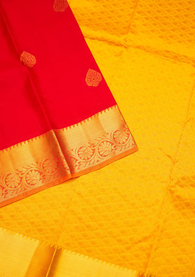 Red Zariwork Pure Silk Saree - Koskii