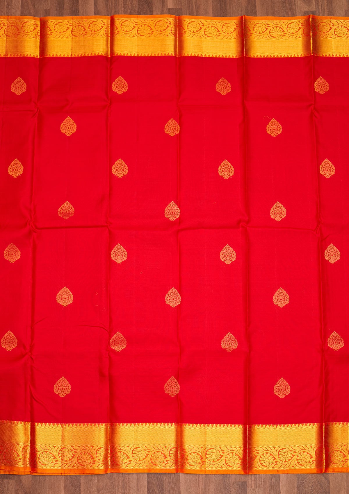Red Zariwork Pure Silk Saree - Koskii