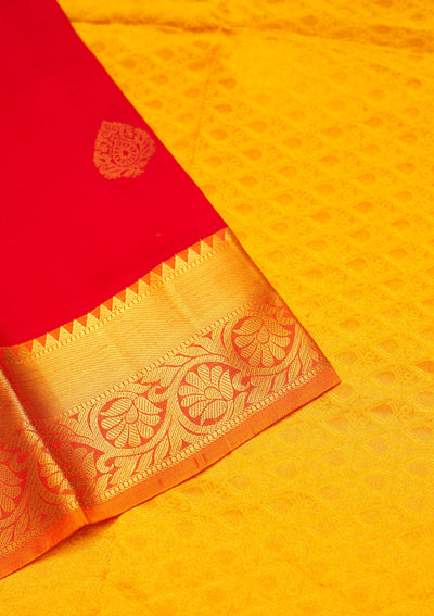 Red Zariwork Pure Silk Saree - Koskii