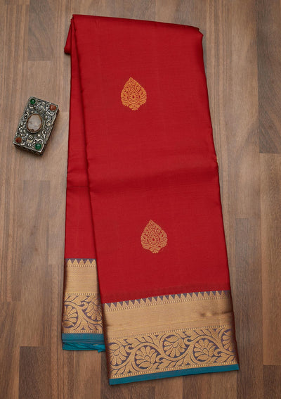 Red Zariwork Pure Silk Saree-Koskii