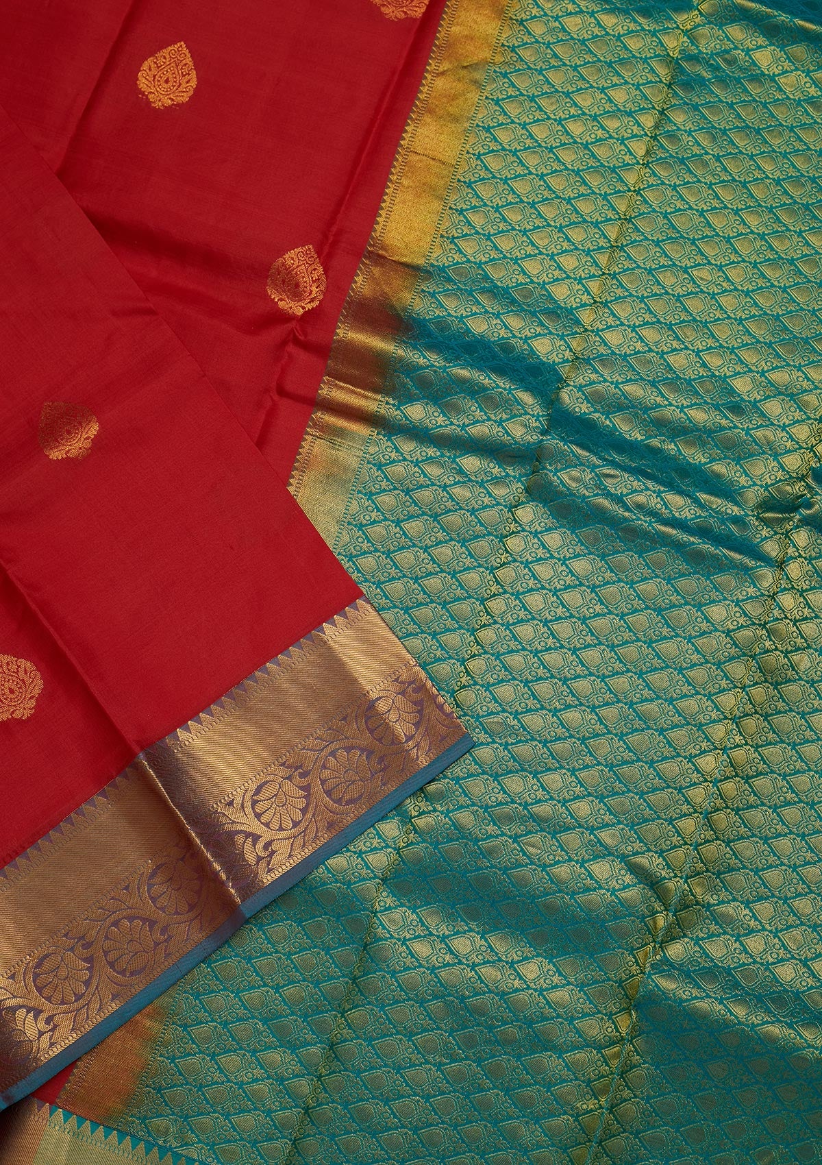 Red Zariwork Pure Silk Saree-Koskii