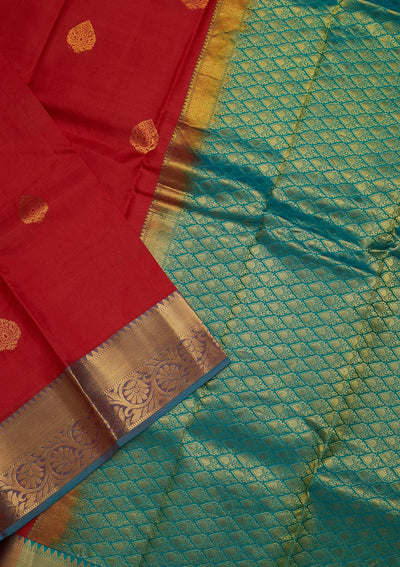 Red Zariwork Pure Silk Saree-Koskii