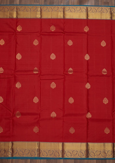 Red Zariwork Pure Silk Saree-Koskii