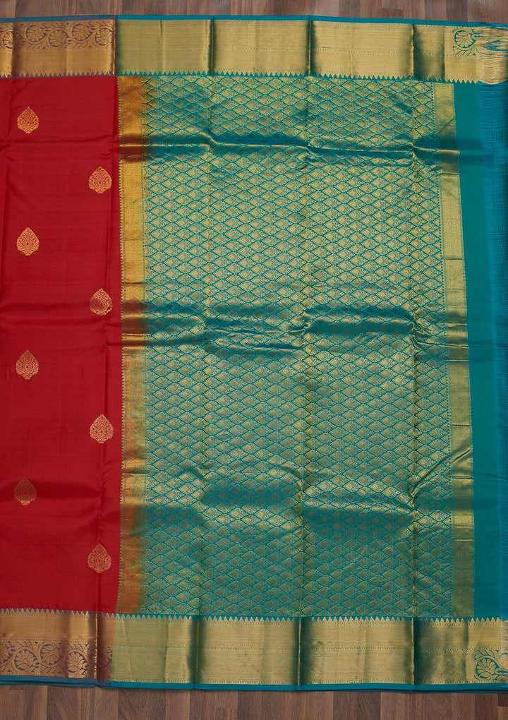 Red Zariwork Pure Silk Saree-Koskii