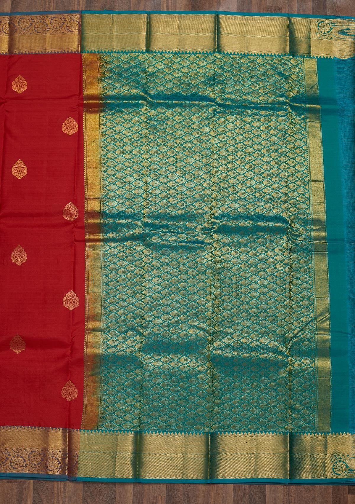 Red Zariwork Pure Silk Saree-Koskii