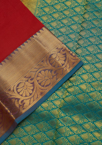 Red Zariwork Pure Silk Saree-Koskii
