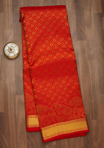 Red Zariwork Pure Silk Saree-Koskii