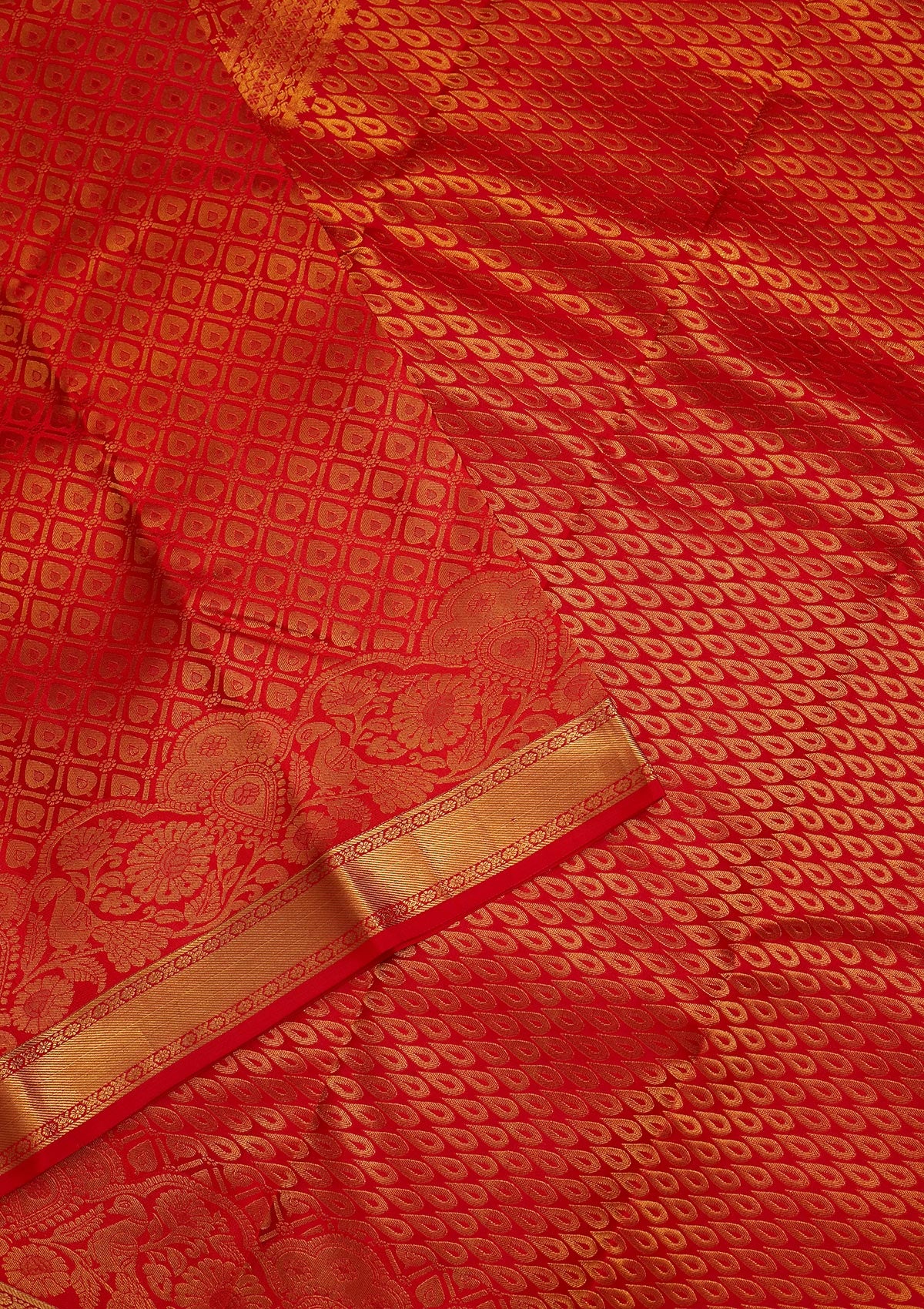 Red Zariwork Pure Silk Saree-Koskii