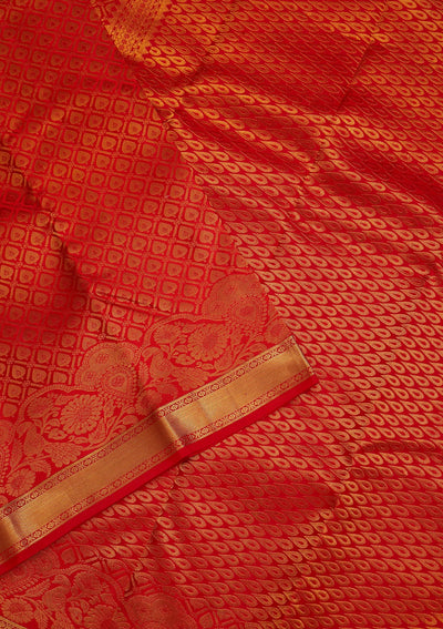 Red Zariwork Pure Silk Saree-Koskii