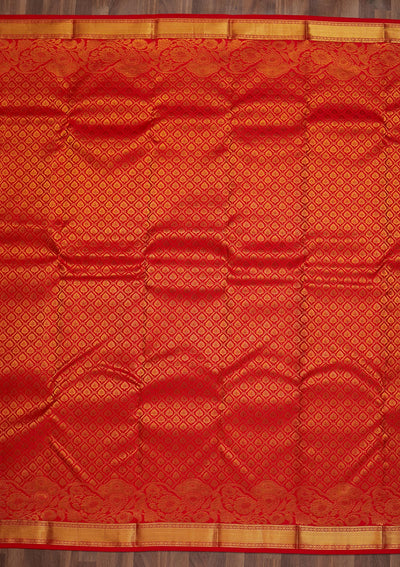 Red Zariwork Pure Silk Saree-Koskii