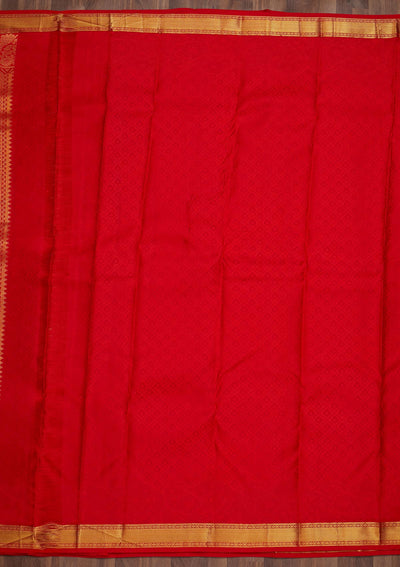Red Zariwork Pure Silk Saree-Koskii